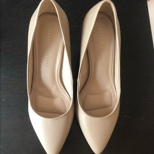 Beige Faux Leather Pumps
